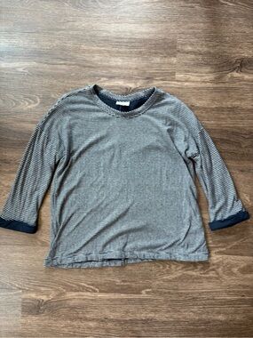 J. Jill Black & White Striped 3/4 Sleeve Knit Top Size M | Relaxed Casual Tee